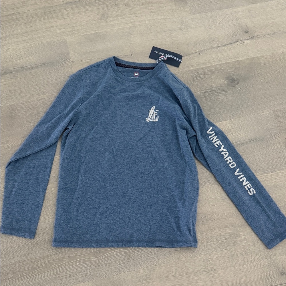 Vineyard Vines Heathered Blue Long Sleeve Tee